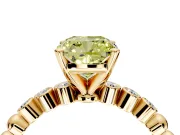 Solitaire Engagement Ring Setting for Fancy Yellow Cushion Cut Center with Bezel-Dot Beaded Band and Prong Head in Yellow Gold