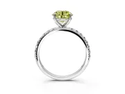 Solitaire Engagement Ring Setting for Fancy Yellow Round Cut Center with Micro Pave Band and Prong Head in Platinum