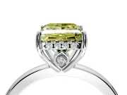 Solitaire Engagement Ring Setting for Fancy Yellow Princess Cut Center with Fine Wire Band and Prong Head in Platinum