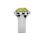 Halo Engagement Ring Setting for Fancy Yellow Cushion Cut Center with Knife Ridge Cathedral Band and Prong Head in Sterling Silver
