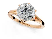 Solitaire Engagement Ring Setting for Round Cut Center with Plain Split Shank and Prong Head in Rose Gold