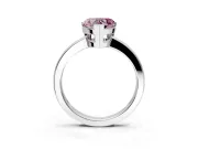 Solitaire Engagement Ring Setting for Fancy Pink Heart-Shaped Center with Plain Band and Flat Tab Prong Head in Sterling Silver