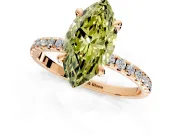 Solitaire Engagement Ring Setting for Fancy Yellow Marquise Center with Fine Pave Narrow Band and Prong Head in Rose Gold