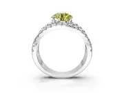 Solitaire Engagement Ring Setting for Fancy Yellow Round Cut Center with Wide-Open Split Shank and Prong Head in White Gold