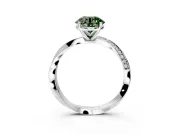 Side Accent Engagement Ring Setting for Fancy Green Round Cut Center with Accent Shoulders and Prong Head in Platinum