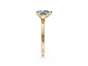 Solitaire Engagement Ring Setting for Fancy Blue Pear-Shaped Center with Straight Thin Band and Prong Head in Yellow Gold