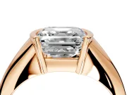 Tension Engagement Ring Setting for Asscher Cut Center with Wide Tapered Band and Tension Head in Rose Gold