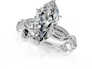 Solitaire Engagement Ring Setting for Marquise Center with Marquise Panel Band and Prong Head in Sterling Silver
