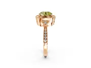 Halo Engagement Ring Setting for Fancy Yellow Round Cut Center with Milgrain Rim, Pave Band and Prong Head in Rose Gold