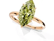 Low-Set Solitaire Engagement Ring Setting for Fancy Yellow Marquise Center with Thin Plain Band and Prong Head in Rose Gold