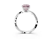 Side Accent Engagement Ring Setting for Fancy Pink Princess Cut Center with Accent Shoulders and Prong Head in Platinum