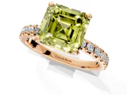 Solitaire Engagement Ring Setting for Fancy Yellow Asscher Cut Center with Large Accents and Prong Head in Rose Gold