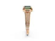 Solitaire Engagement Ring Setting for Fancy Green Asscher Cut Center with Accented Split Shank and Prong Head in Rose Gold