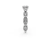 Solitaire Engagement Ring Setting for Cushion Cut Center with Marquise Panel Band and Prong Head in Platinum