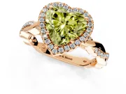 Halo Engagement Ring Setting for Fancy Yellow Heart-Shaped Center with Pave and Plain Twist Band and Prong Head in Rose Gold