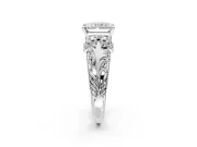 Solitaire Engagement Ring Setting for Radiant Cut Center with Filigree Accent Basket and Prong Head in Platinum