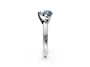 Solitaire Engagement Ring Setting for Fancy Blue Heart-Shaped Center with Wire Band and Prong Head in Sterling Silver