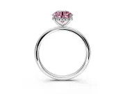 Hidden Halo Engagement Ring Setting for Fancy Pink Round Cut Center with Thin Round-Wire Band and Prong Head in Platinum