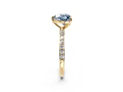 Solitaire Engagement Ring Setting for Fancy Blue Heart-Shaped Center with Pave Accents and Prong Head in Yellow Gold