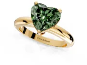 Solitaire Engagement Ring Setting for Fancy Green Heart-Shaped Center with Wire Band and Prong Head in Yellow Gold