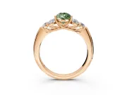 Cluster Engagement Ring Setting for Fancy Green Pear-Shaped Center with Round Cut Accent Frame and Prong Head in Rose Gold