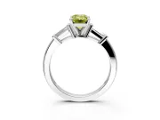 3 Stone Engagement Ring Setting for Fancy Yellow Emerald Cut Center with Channel Baguette Accents and Prong Head in Platinum