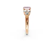 Cluster Engagement Ring Setting for Fancy Pink Asscher Cut Center with Round Cut Accent Frame and Prong Head in Rose Gold