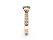 Solitaire Engagement Ring Setting for Fancy Green Radiant Cut Center with Channel-Set Accents and Prong Head in Rose Gold