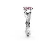 Solitaire Engagement Ring Setting for Fancy Pink Pear-Shaped Center with Pave and Plain Crossover Band and Prong Head in Sterling Silver