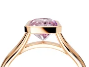 Solitaire Engagement Ring Setting for Fancy Pink Radiant Cut Center with V Split Shank and Bezel Head in Rose Gold