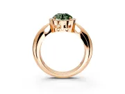 Halo Engagement Ring Setting for Fancy Green Round Cut Center with Tapered Plain Band and Prong Head in Rose Gold