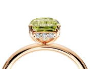 Solitaire Engagement Ring Setting for Fancy Yellow Radiant Cut Center with Plain Band, Open Basket and Prong Head in Rose Gold