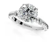 Rope Engagement Ring Setting for Round Cut Center with Accent Shoulders and Prong Head in Platinum