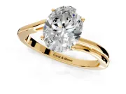 Solitaire Engagement Ring Setting for Oval Center with Plain Bypass Twist Band and Prong Head in Yellow Gold