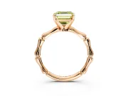Solitaire Engagement Ring Setting for Fancy Yellow Asscher Cut Center with Bamboo Band and Prong Head in Rose Gold