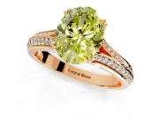 Solitaire Engagement Ring Setting for Fancy Yellow Oval Center with Pave Rail Split Shank and Prong Head in Rose Gold
