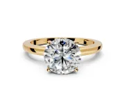 Solitaire Engagement Ring Setting for Round Cut Center with Basket Rail and Prong Head in Yellow Gold