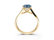 Solitaire Engagement Ring Setting for Fancy Blue Round Cut Center with Cathedral Channel Band and Prong Head in Yellow Gold