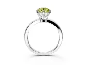 Solitaire Engagement Ring Setting for Fancy Yellow Round Cut Center with Plain Band and Tulip Prong Head in Sterling Silver