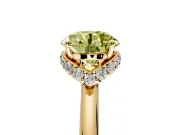 Hidden Halo Engagement Ring Setting for Fancy Yellow Round Cut Center with Plain Rounded Band and Prong Head in Yellow Gold