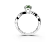 Crossover Engagement Ring Setting for Fancy Green Oval Center with Pave and Plain Strands and Prong Head in Platinum