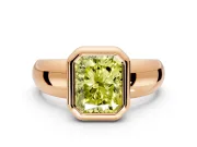 Solitaire Engagement Ring Setting for Fancy Yellow Radiant Cut Center with Wide Band and Bezel Head in Rose Gold