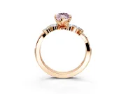 Solitaire Engagement Ring Setting for Fancy Pink Marquise Center with Marquise Accent Twist Band and Prong Head in Rose Gold
