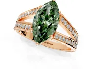 Split Shank Engagement Ring Setting for Fancy Green Marquise Center with Pave Split Shank and Prong Head in Rose Gold