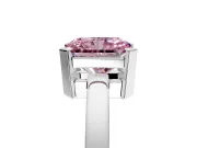 Solitaire Engagement Ring Setting for Fancy Pink Radiant Cut Center with Plain Band and Flat Tab Prong Head in Sterling Silver