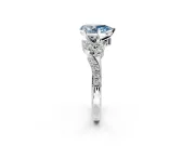 Solitaire Engagement Ring Setting for Fancy Blue Pear-Shaped Center with Marquise Accent Twist Band and Prong Head in White Gold