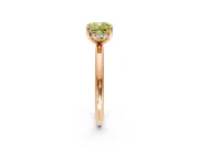 Hidden Halo Engagement Ring Setting for Fancy Yellow Cushion Cut Center with Thin Round-Wire Band and Prong Head in Rose Gold