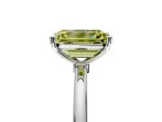 Solitaire Engagement Ring Setting for Fancy Yellow Emerald Cut Center with Straight Thin Band and Prong Head in Platinum