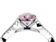 Solitaire Engagement Ring Setting for Fancy Pink Pear-Shaped Center with Twisted Pave Split Shank and Prong Head in Platinum