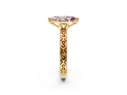 Solitaire Engagement Ring Setting for Fancy Pink Marquise Center with Scrollwork Band and Prong Head in Yellow Gold